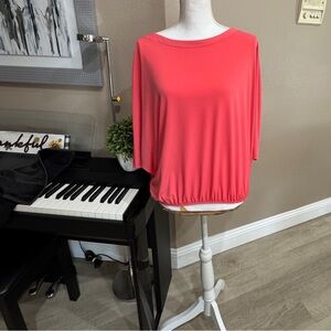Chico's Orange Top Size 1 Unique Sleeve 8-10 Medium